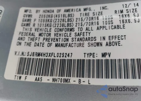 2015 Honda Cr-V Lx from USA, damaged, VIN 5J6RM4H3XFL025247